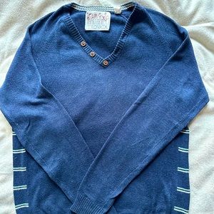 Trovata v-neck light cotton sweater in dark blue, size S